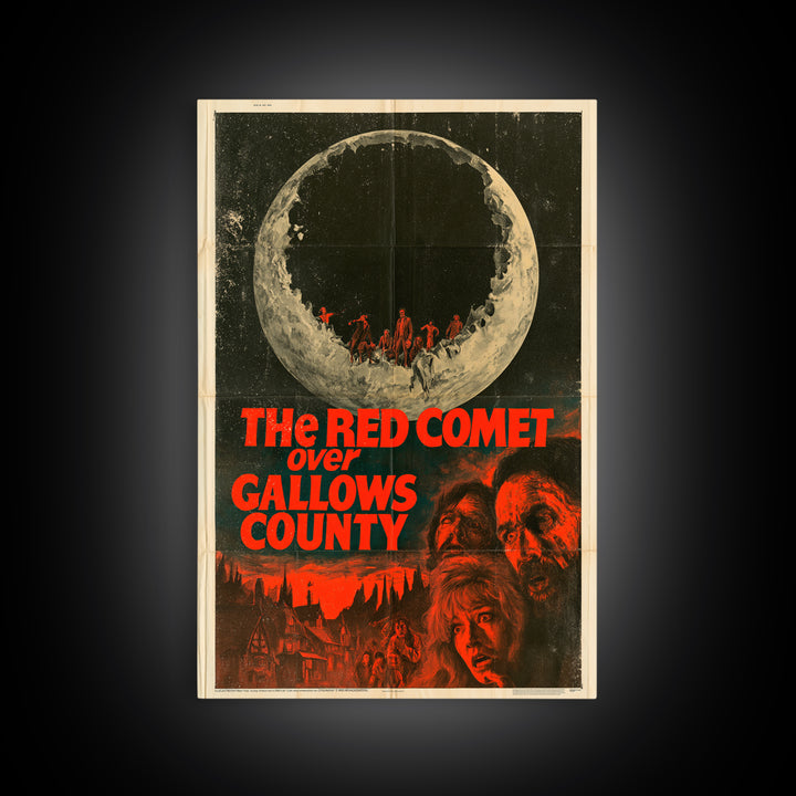 The Red Comet Over Gallows County, English Language Horror Movie Poster, 1970s Horror Art, Classic Monster Poster, Framed Canvas Print