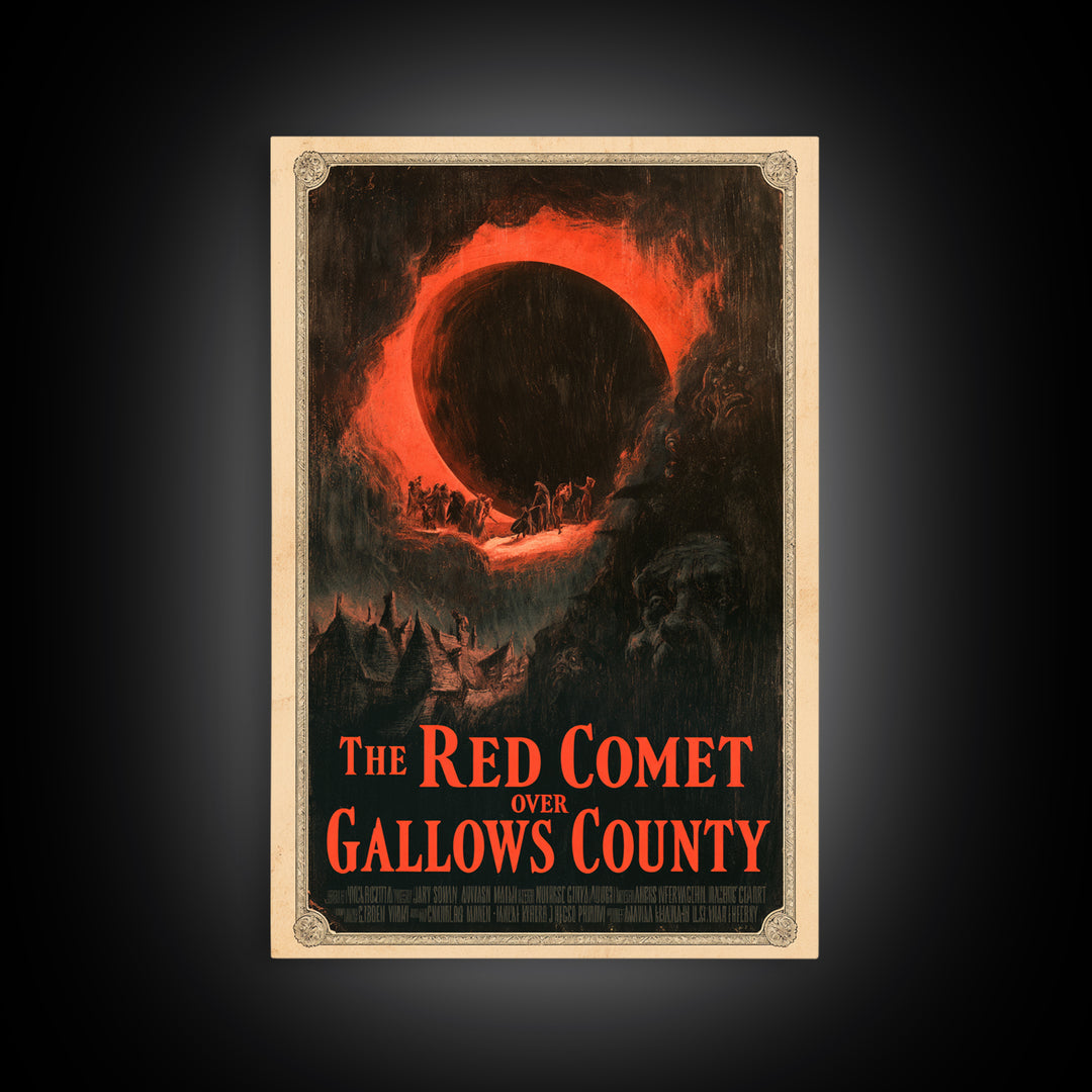 The Red Comet Over Gallows County, English Language Horror Movie Poster, Dark Romantic Horror Art, Retro Horror Movie Art