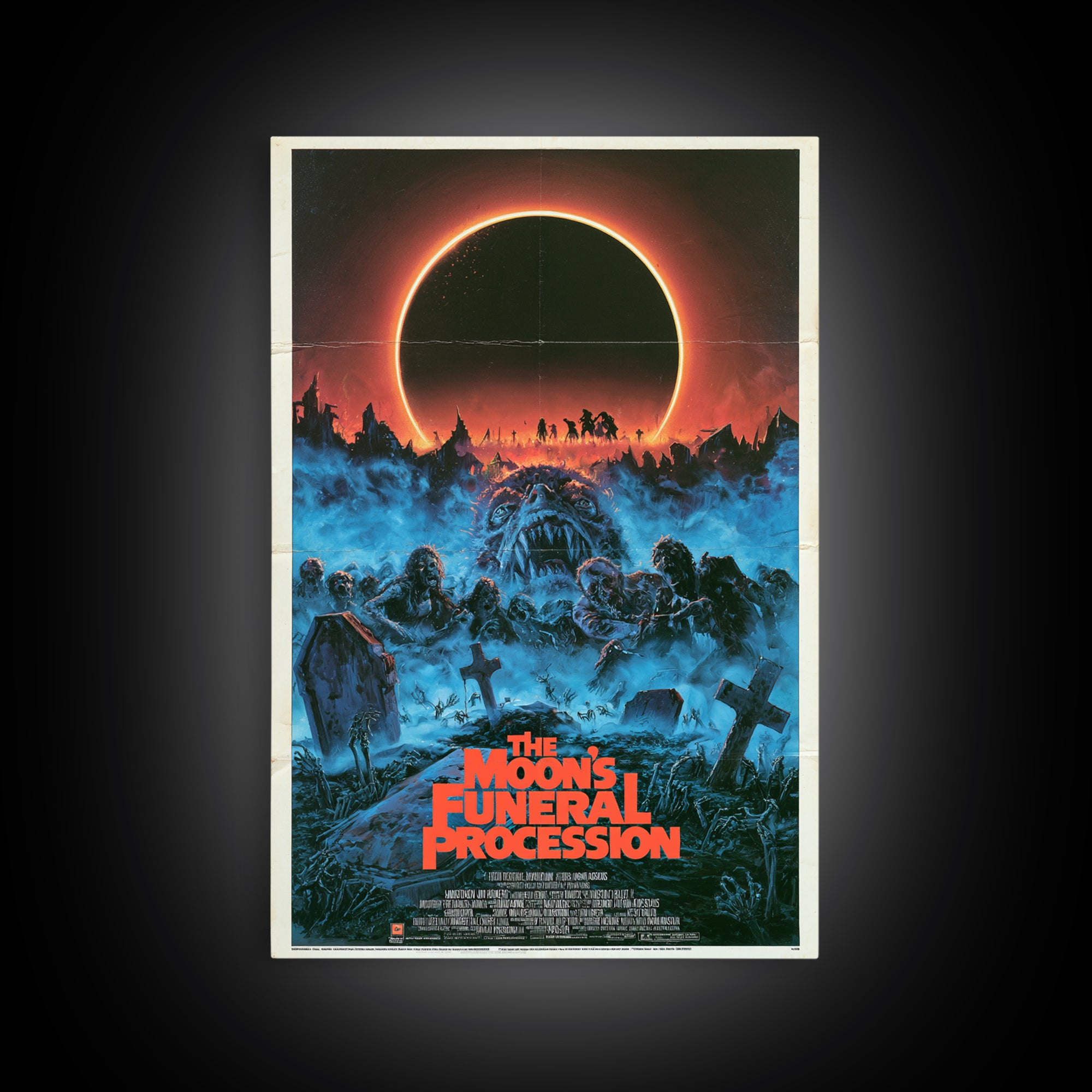 The Moon'S Funeral Procession, English Language Horror Movie Poster, 1980s Vhs Nightmare Cover Inspired Art, Cult Horror Poster