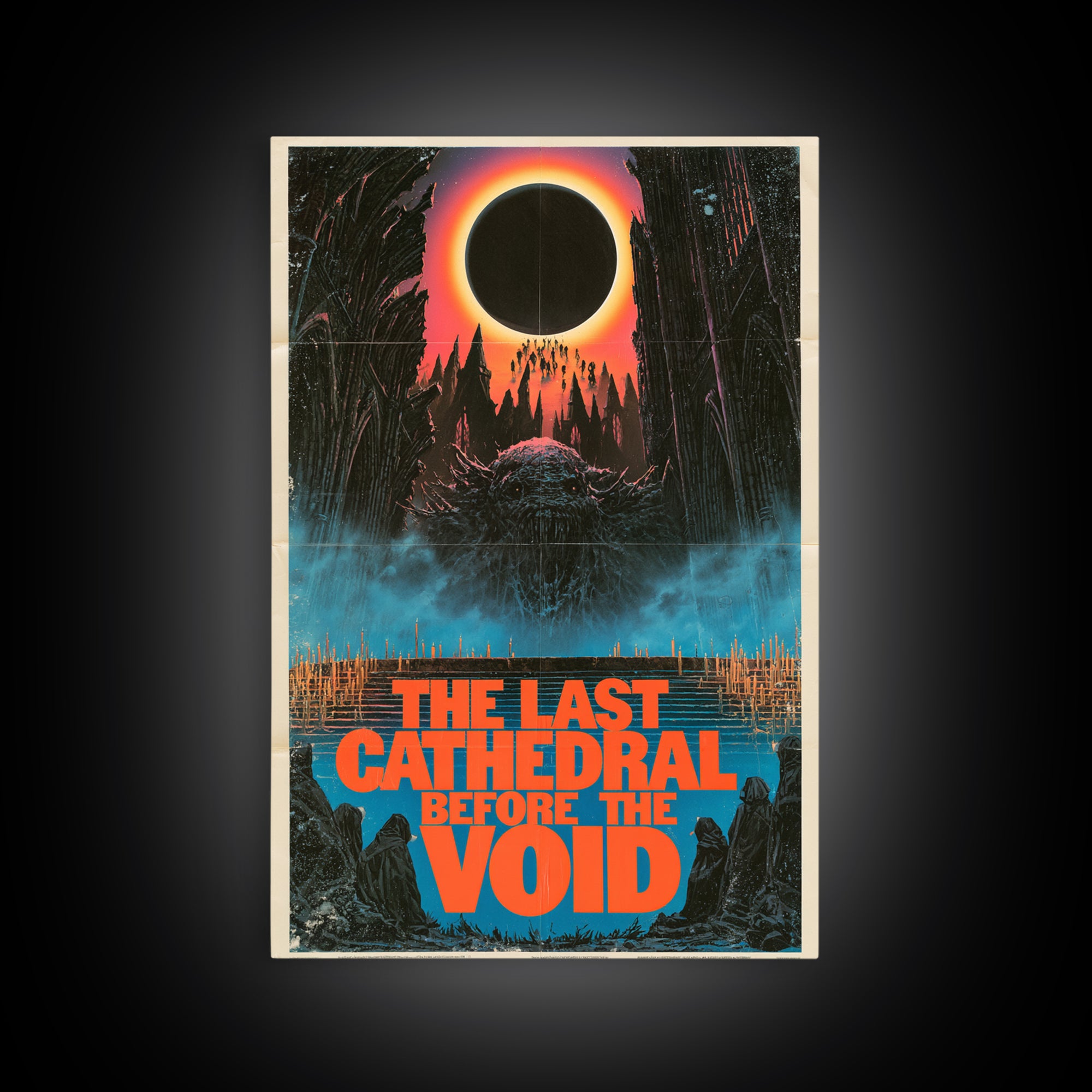 The Last Cathedral Before The Void, English Language Horror Movie Poster, 1980s Vhs Nightmare Cover Inspired Art, Gothic Cinema Wall Art