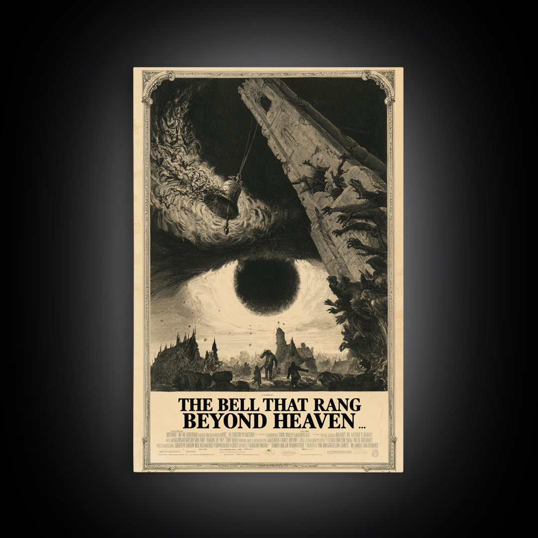 The Bell That Rang Beyond Heaven, English Language Horror Movie Poster, Gothic Engraving Art, Gothic Cinema Wall Art, Horror Wall Decor