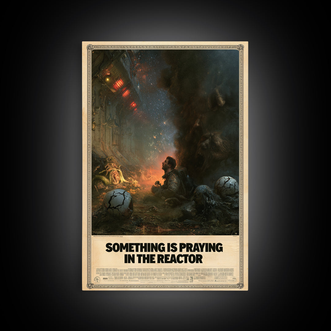Something Is Praying In The Reactor, English Language Horror Movie Poster, Dark Romantic Horror Art, Classic Monster Poster, Canvas Print