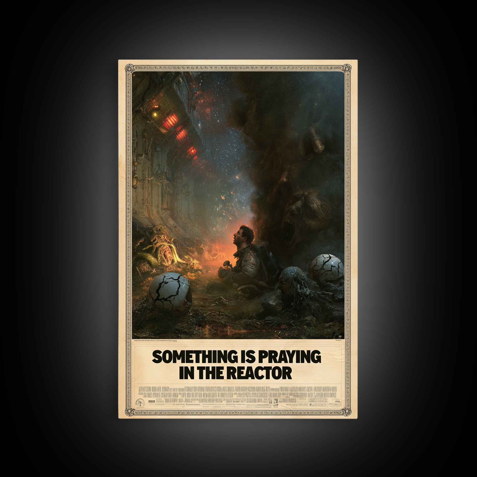 Something Is Praying In The Reactor, English Language Horror Movie Poster, Dark Romantic Horror Art, Classic Monster Poster, Canvas Print