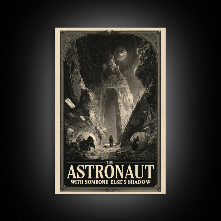 The Astronaut With Someone Else'S Shadow, English Language Horror Movie Poster, Gothic Engraving Art, Classic Monster Poster