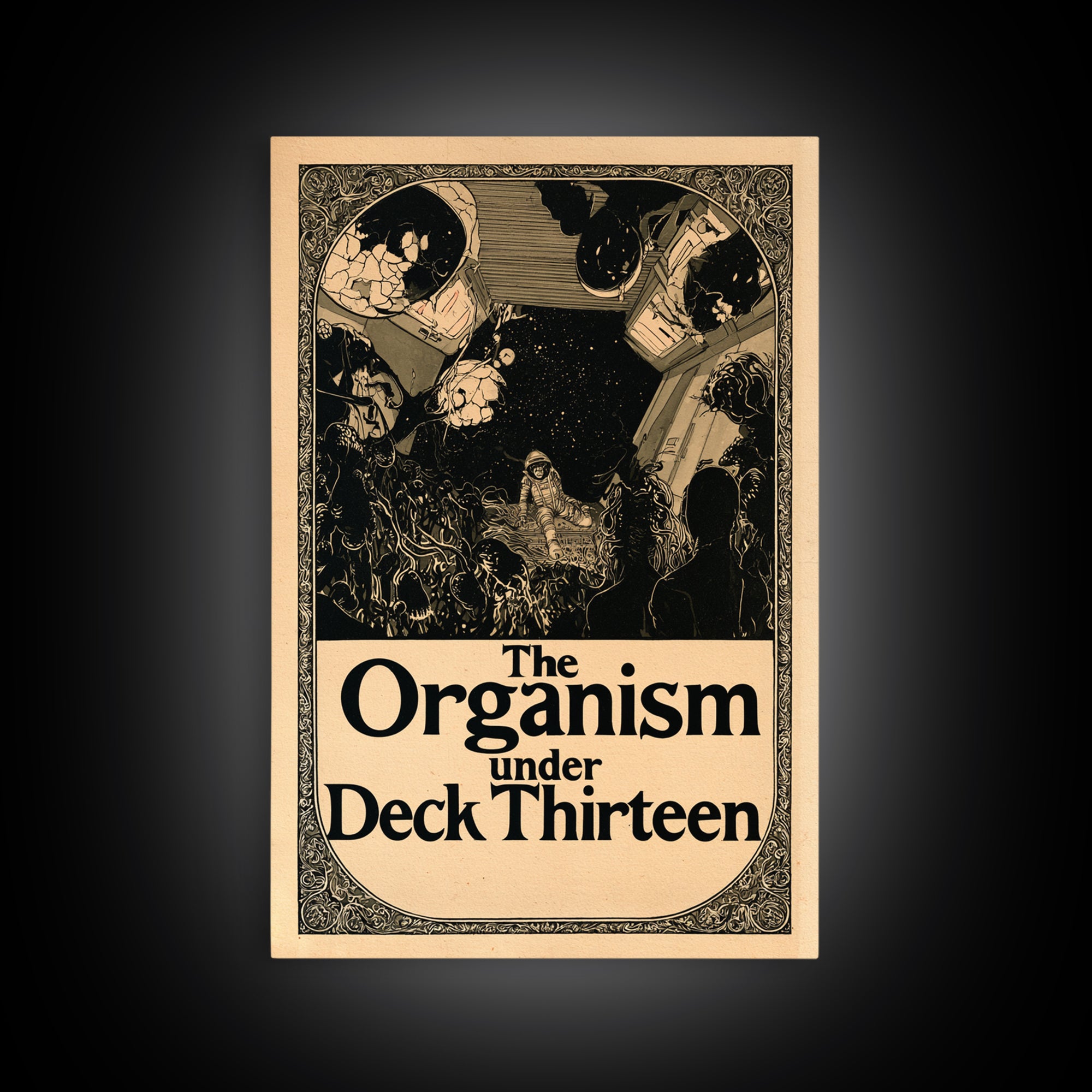 The Organism Under Deck Thirteen, English Language Horror Movie Poster, Decadent Line Art, Classic Monster Poster