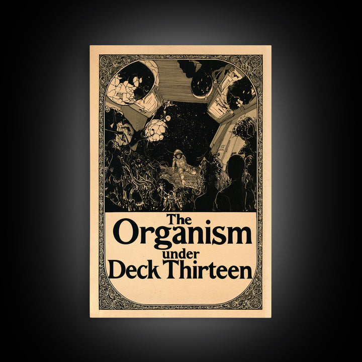 The Organism Under Deck Thirteen, English Language Horror Movie Poster, Decadent Line Art, Classic Monster Poster