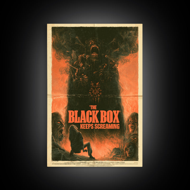 The Black Box Keeps Screaming, English Language Horror Movie Poster, 1970s Horror Art, Retro Horror Movie Art, Framed Canvas Print