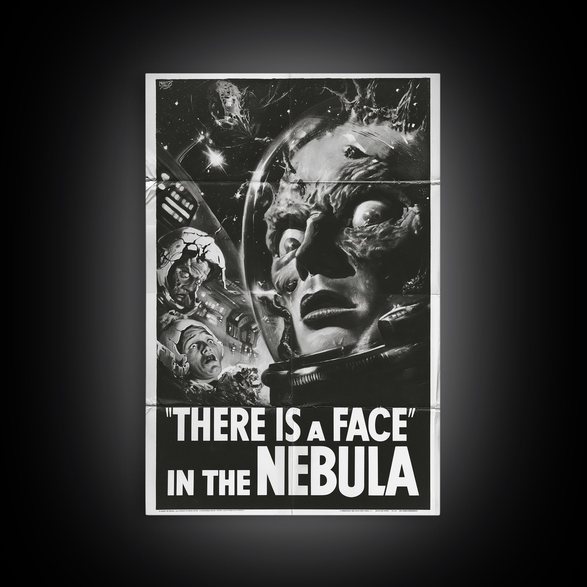 There Is A Face In The Nebula, English Language Horror Movie Poster, 1930s Horror Art, Classic Monster Poster, Canvas Print