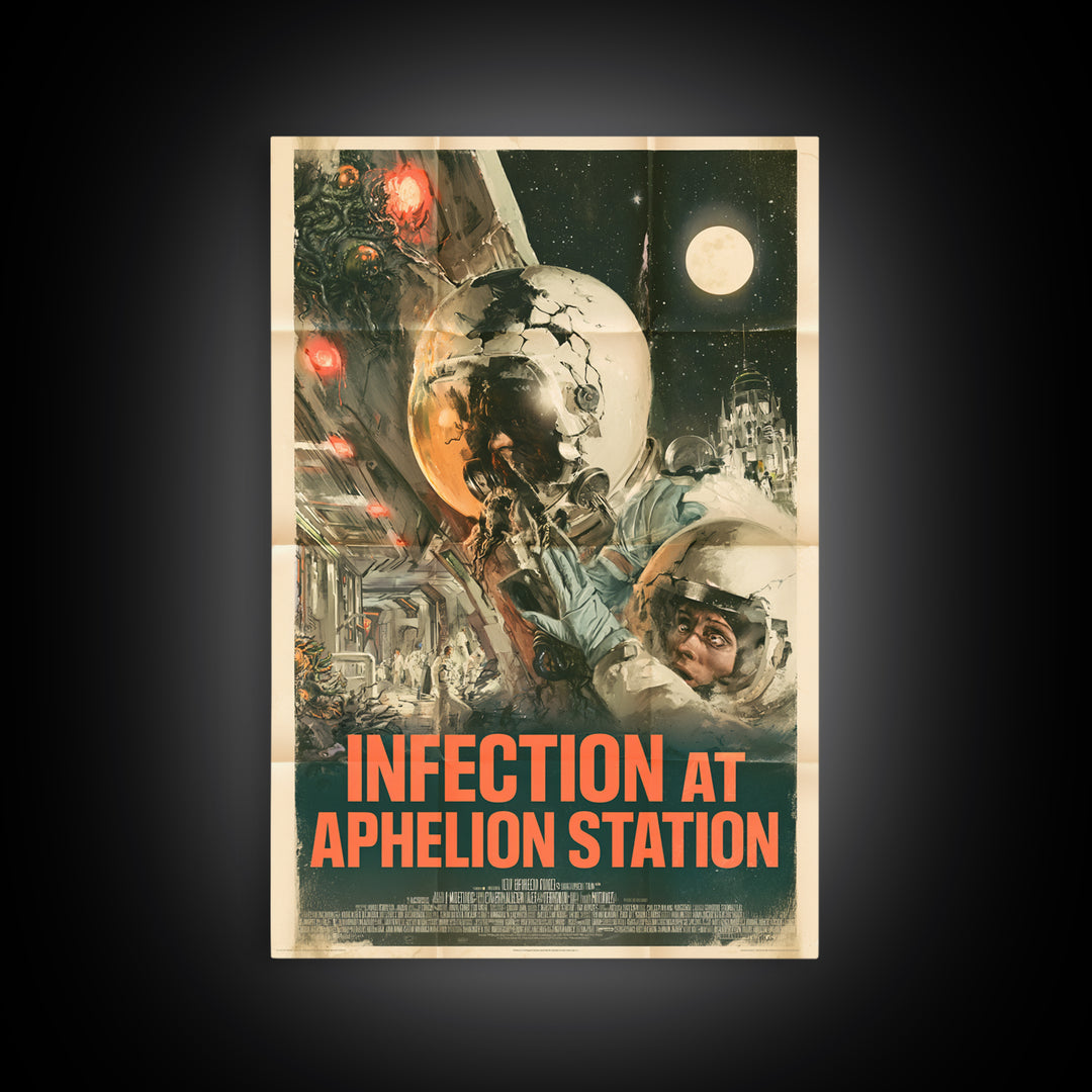 Infection At Aphelion Station, English Language Horror Movie Poster, Giallo Horror Art, Gothic Cinema Wall Art, Canvas Print