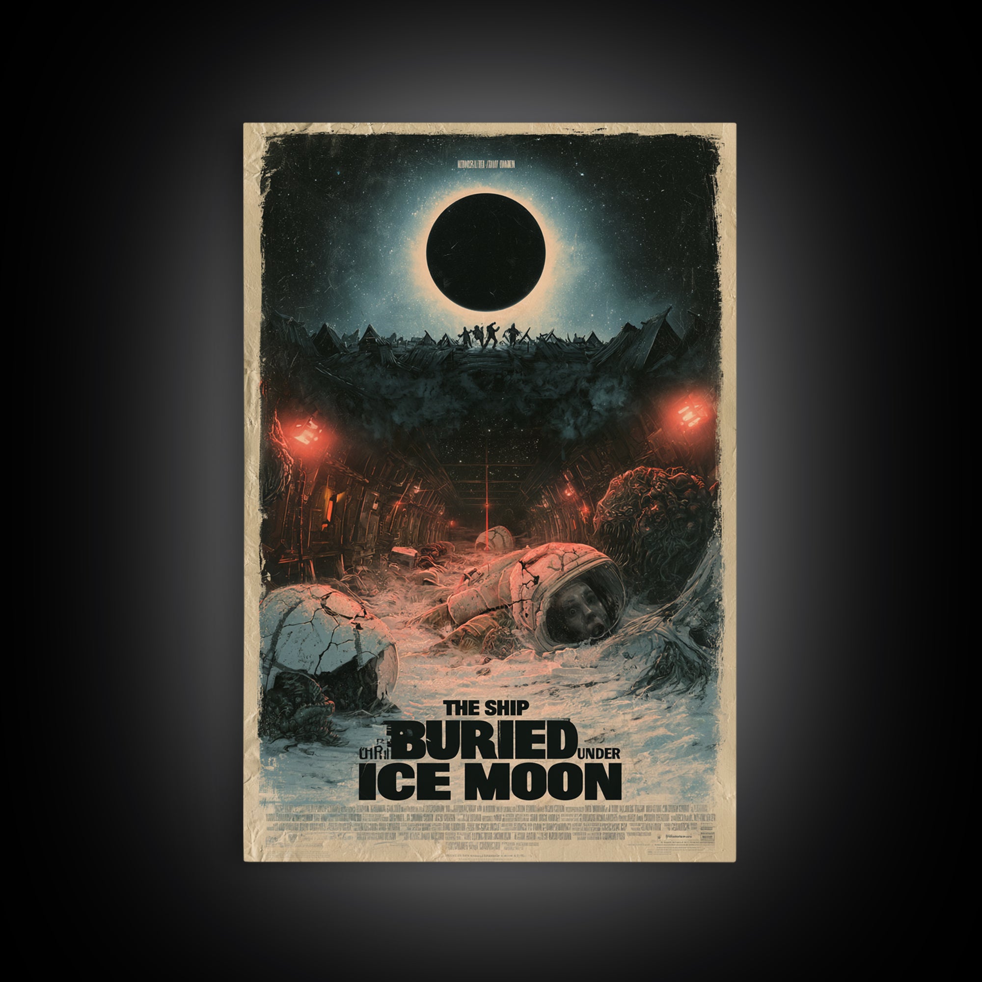 The Ship Buried Under The Ice Moon, English Language Horror Movie Poster, Dark Romantic Horror Art, Classic Monster Poster, Canvas Print