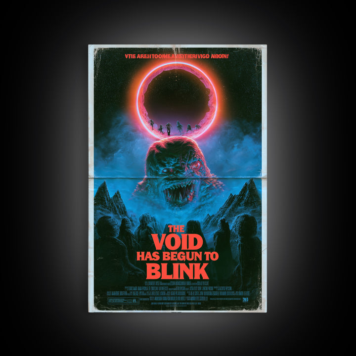 The Void Has Begun To Blink, English Language Horror Movie Poster, 1980s Vhs Nightmare Cover Inspired Art, Cult Horror Poster, Canvas Print
