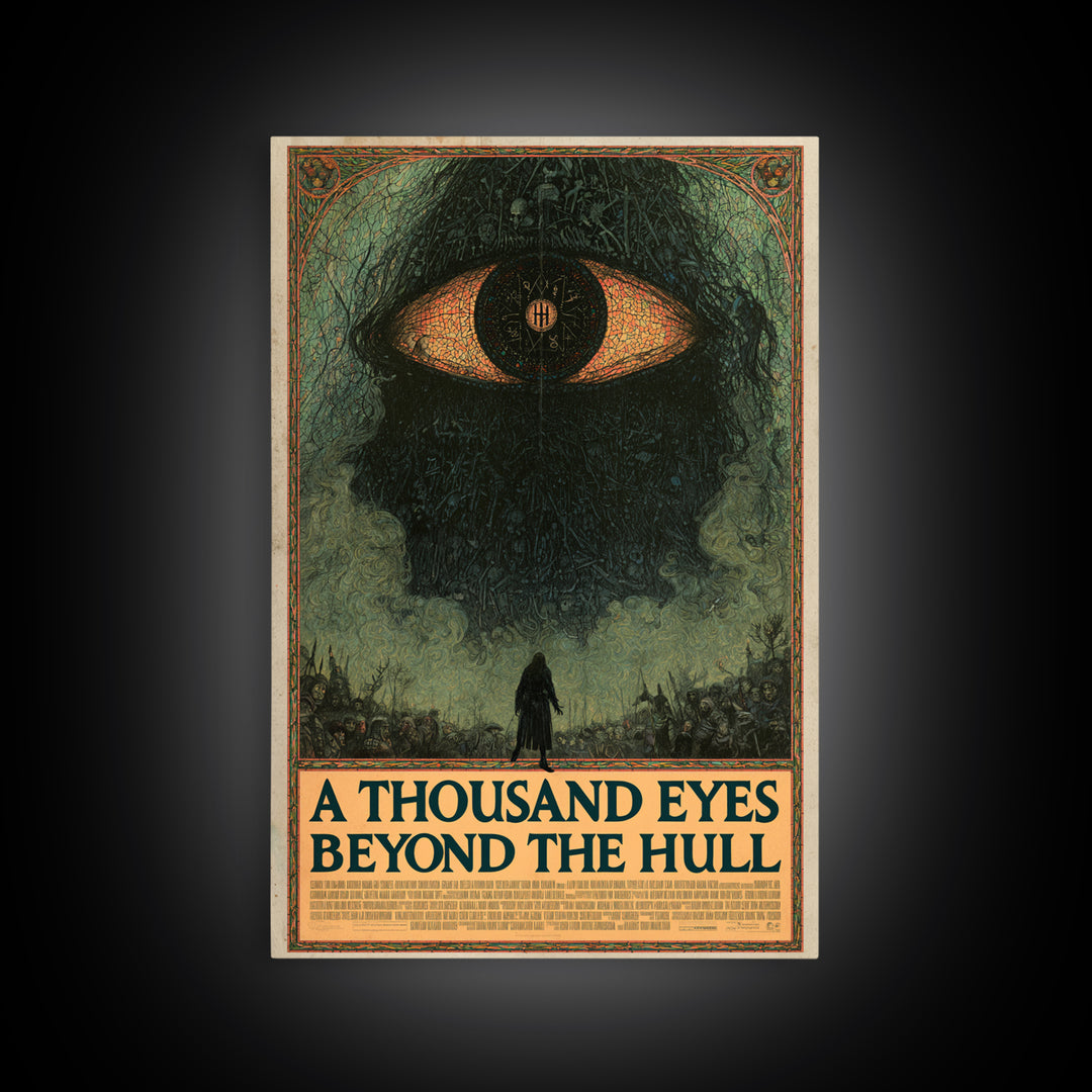 A Thousand Eyes Beyond The Hull, English Language Horror Movie Poster, Stained Glass Gothic Art, Classic Monster Poster, Canvas Print