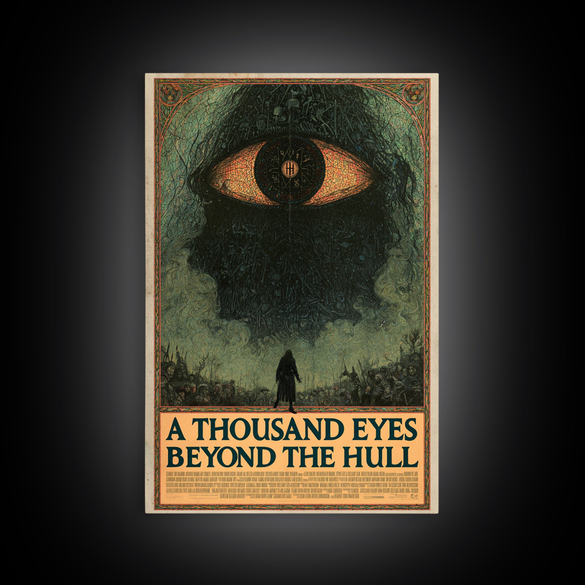 A Thousand Eyes Beyond The Hull, English Language Horror Movie Poster, Stained Glass Gothic Art, Classic Monster Poster, Canvas Print