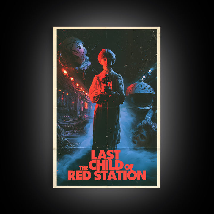 The Last Child Of Red Station, English Language Horror Movie Poster, 1980s Vhs Nightmare Cover Inspired Art, Retro Horror Movie Art