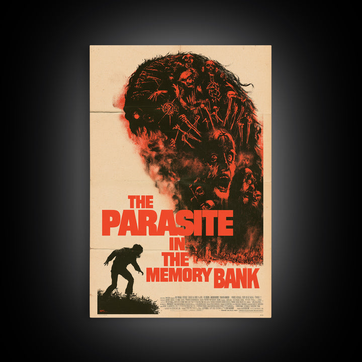 The Parasite In The Memory Bank, English Language Horror Movie Poster, 1970s Horror Art, Gothic Cinema Wall Art, Framed Canvas Print