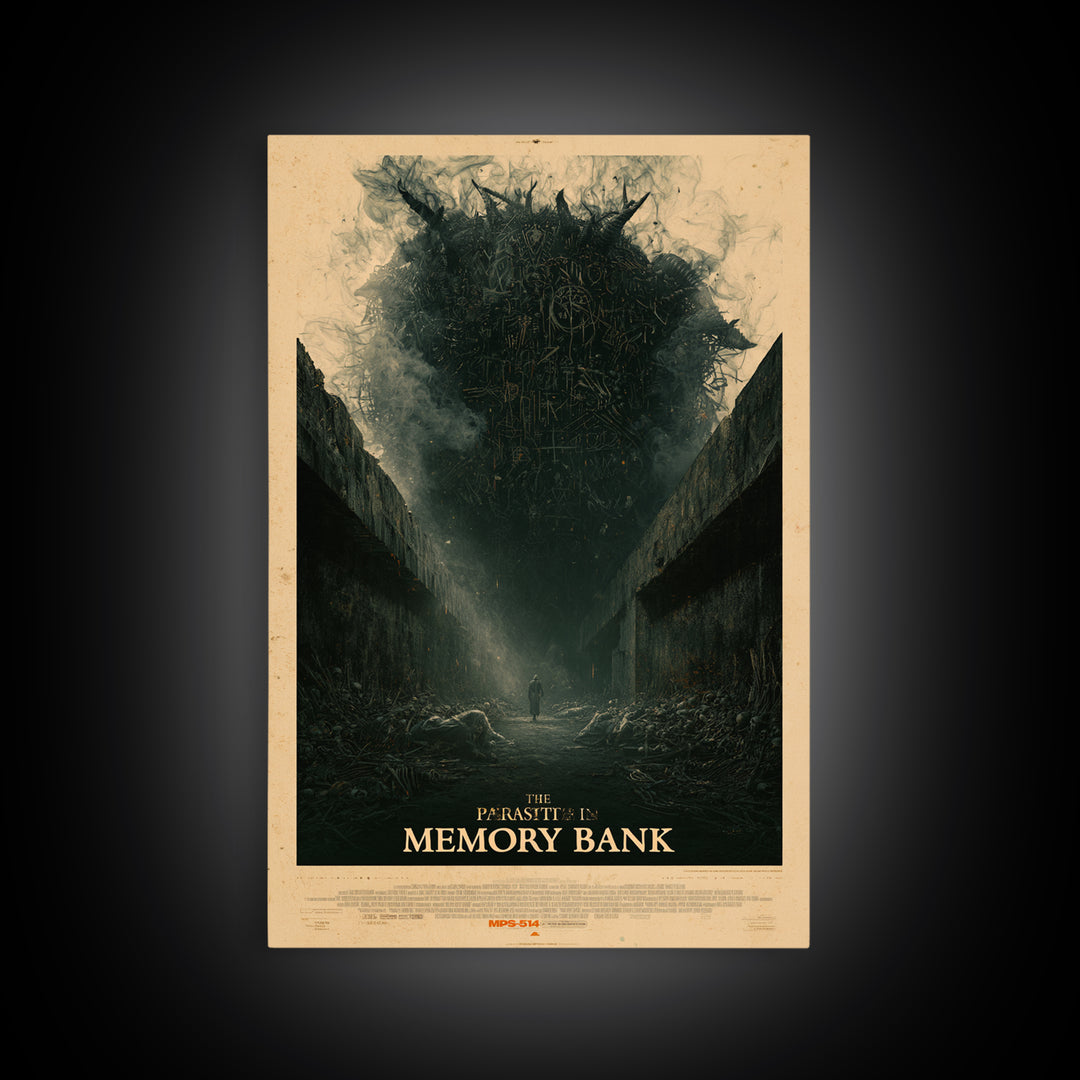 The Parasite In The Memory Bank, English Language Horror Movie Poster, Gothic Nightmare Art, Classic Monster Poster, Horror Wall Decor