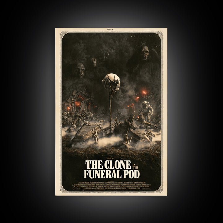 The Clone In The Funeral Pod, English Language Horror Movie Poster, Dark Romantic Horror Art, Gothic Cinema Wall Art, Framed Canvas Print