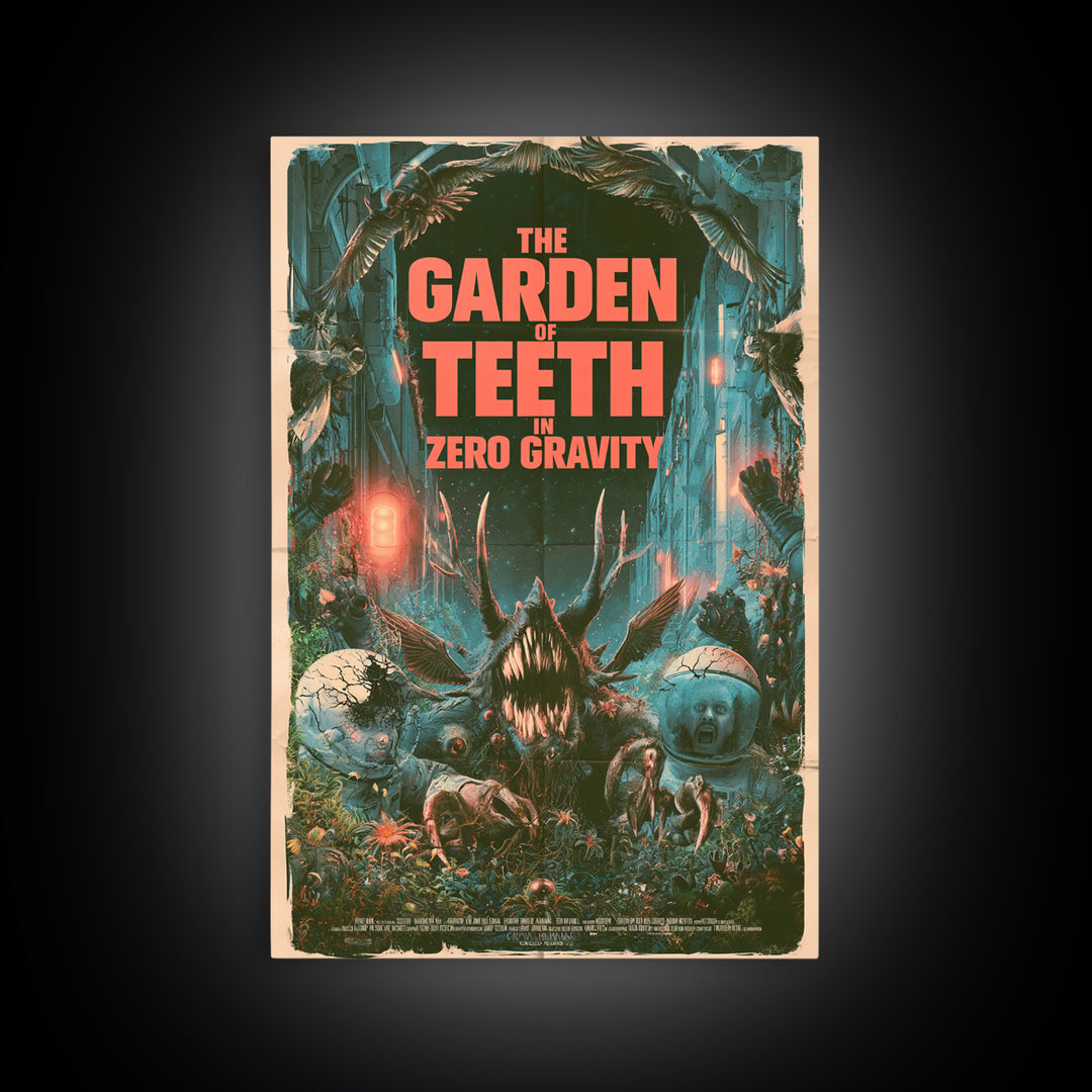 The Garden Of Teeth In Zero Gravity, English Language Horror Movie Poster, Giallo Horror Art, Gothic Cinema Wall Art, Framed Canvas Print