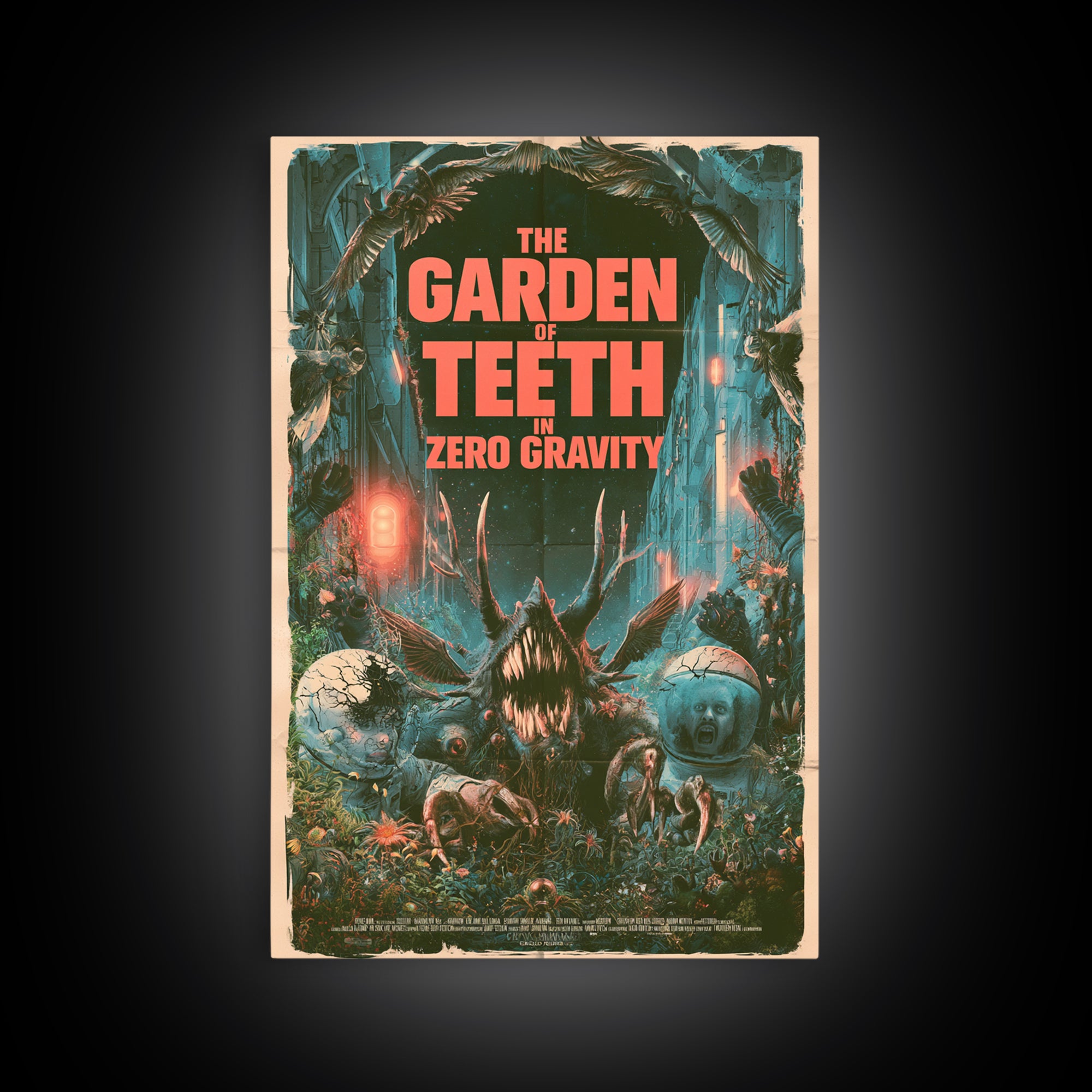 The Garden Of Teeth In Zero Gravity, English Language Horror Movie Poster, Giallo Horror Art, Gothic Cinema Wall Art, Framed Canvas Print