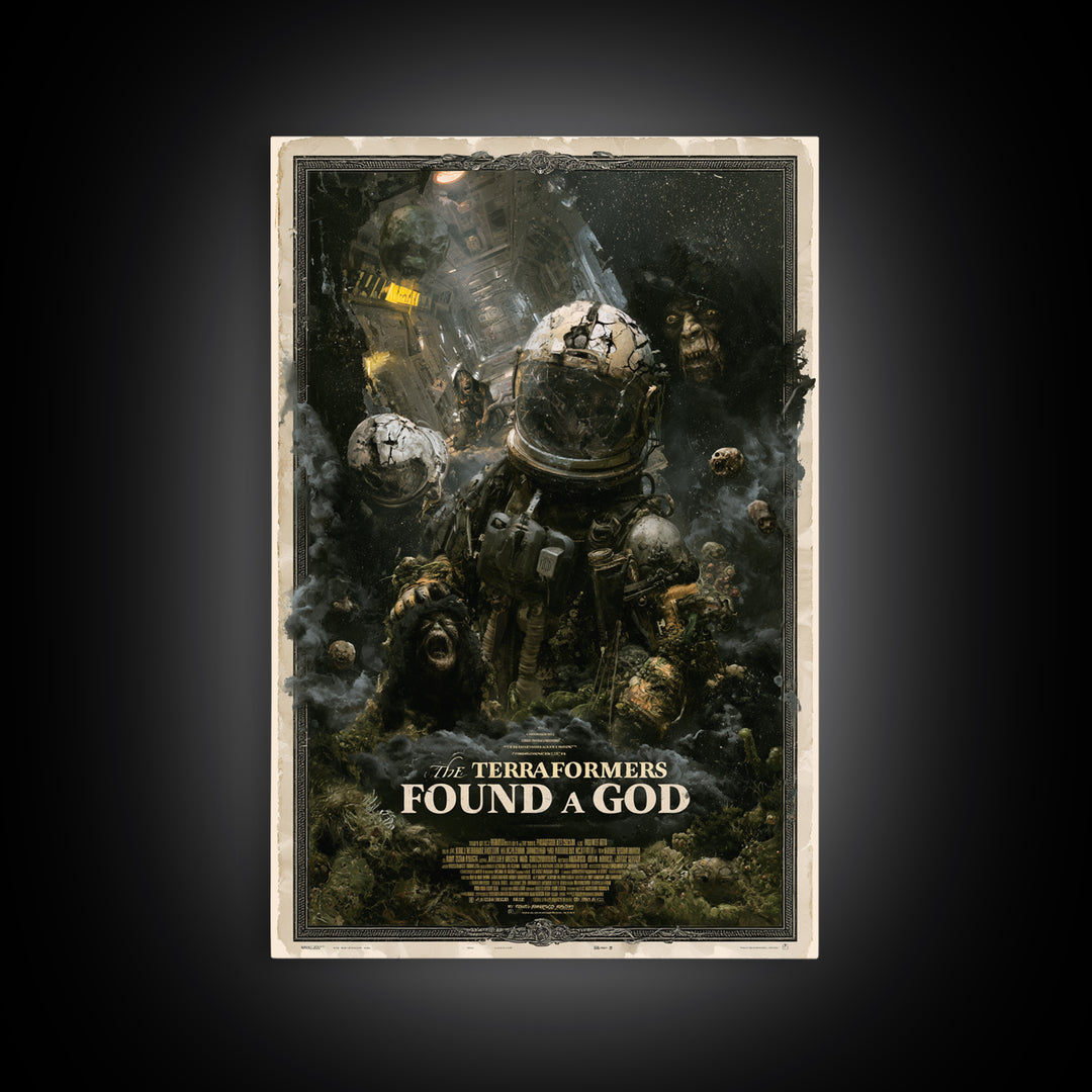 The Terraformers Found A God, English Language Horror Movie Poster, Dark Romantic Horror Art, Cult Horror Poster, Canvas Print