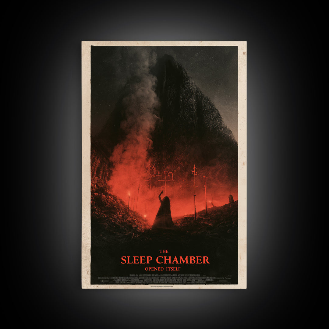 The Sleep Chamber Opened Itself, English Language Horror Movie Poster, 1930s Horror Art, Gothic Cinema Wall Art, Framed Canvas Print