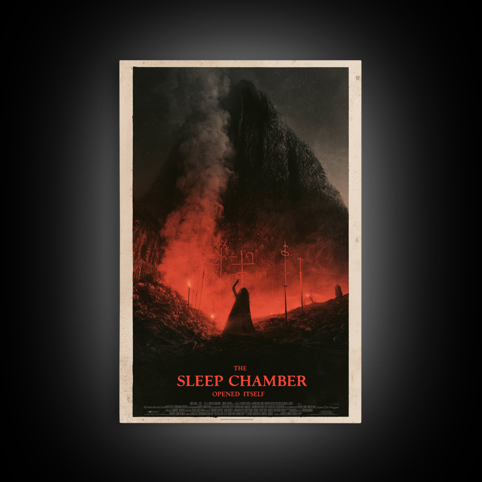 The Sleep Chamber Opened Itself, English Language Horror Movie Poster, 1930s Horror Art, Gothic Cinema Wall Art, Framed Canvas Print