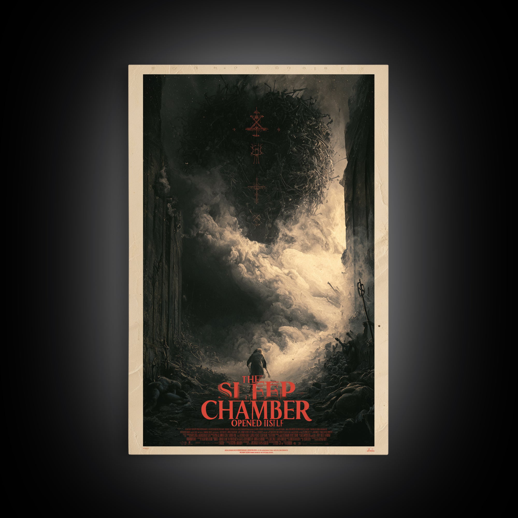The Sleep Chamber Opened Itself, English Language Horror Movie Poster, Dark Romantic Horror Art, Gothic Cinema Wall Art, Canvas Print