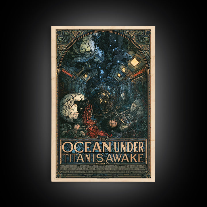 The Ocean Under Titan Is Awake, English Language Horror Movie Poster, Stained Glass Gothic Art, Cult Horror Poster, Canvas Print