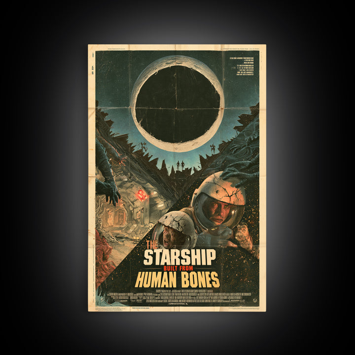 The Starship Built From Human Bones, English Language Horror Movie Poster, Giallo Horror Art, Retro Horror Movie Art, Framed Canvas Print