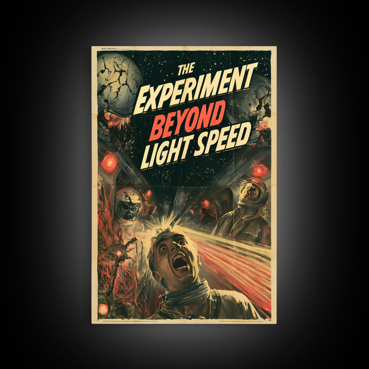 The Experiment Beyond Light Speed, English Language Horror Movie Poster, 1950s Creature-Feature One-Sheet Inspired Art, Cult Horror Poster