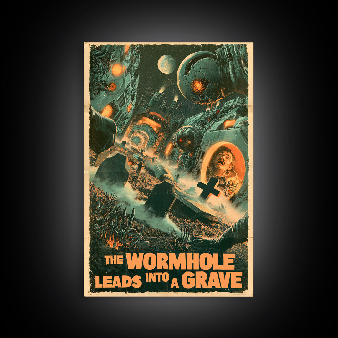 The Wormhole Leads Into A Grave, English Language Horror Movie Poster, Giallo Horror Art, Gothic Cinema Wall Art, Canvas Print