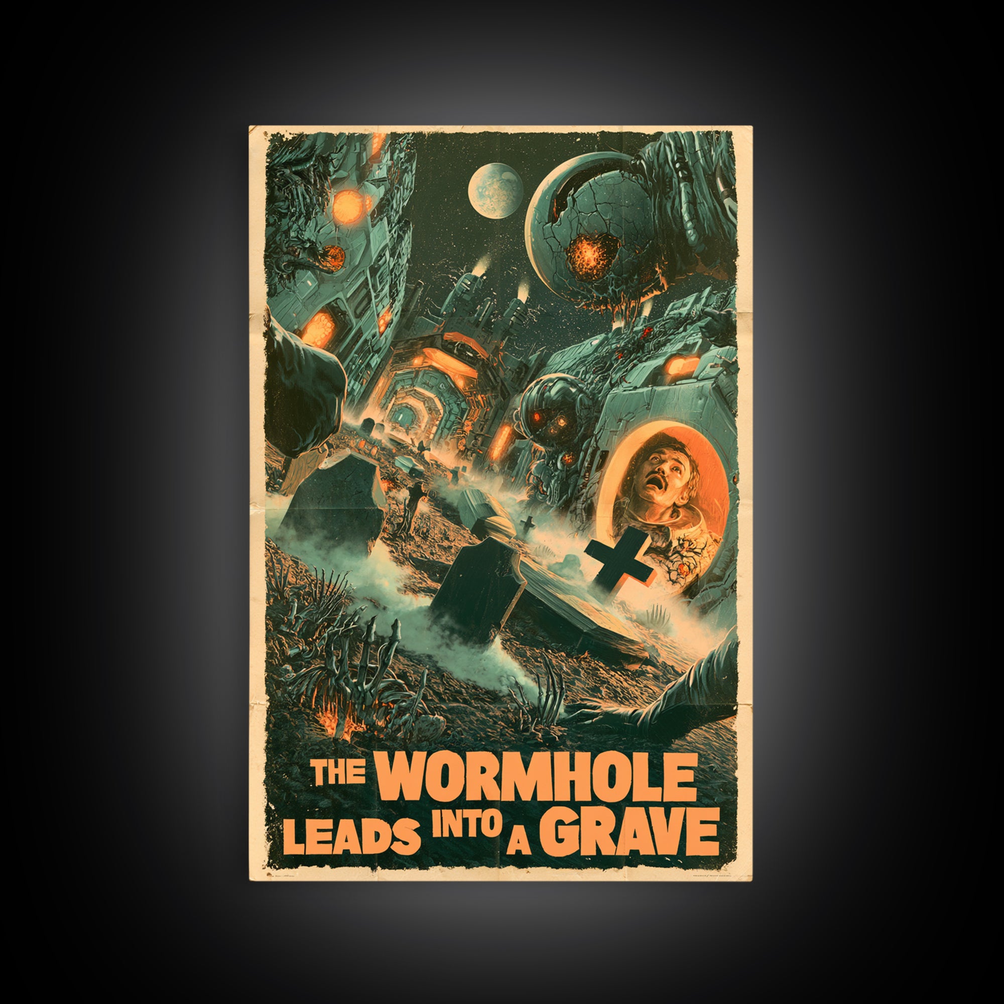 The Wormhole Leads Into A Grave, English Language Horror Movie Poster, Giallo Horror Art, Gothic Cinema Wall Art, Canvas Print