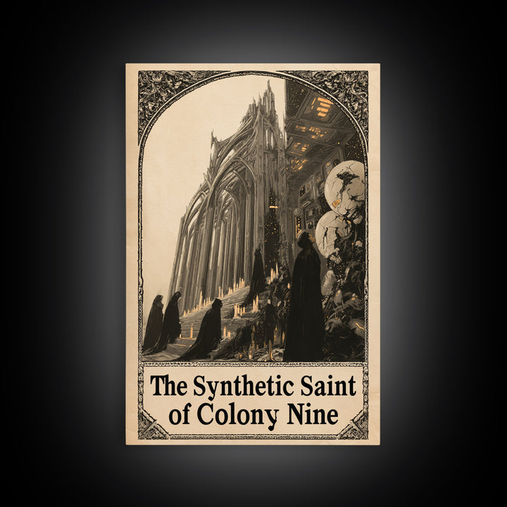 The Synthetic Saint Of Colony Nine, English Language Horror Movie Poster, Decadent Line Art, Gothic Cinema Wall Art
