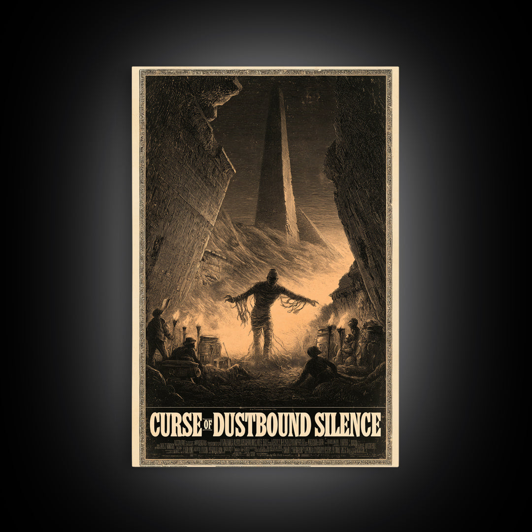 Curse Of Dustbound Silence, English Language Horror Movie Poster, Gothic Engraving Art, Gothic Cinema Wall Art, Canvas Print
