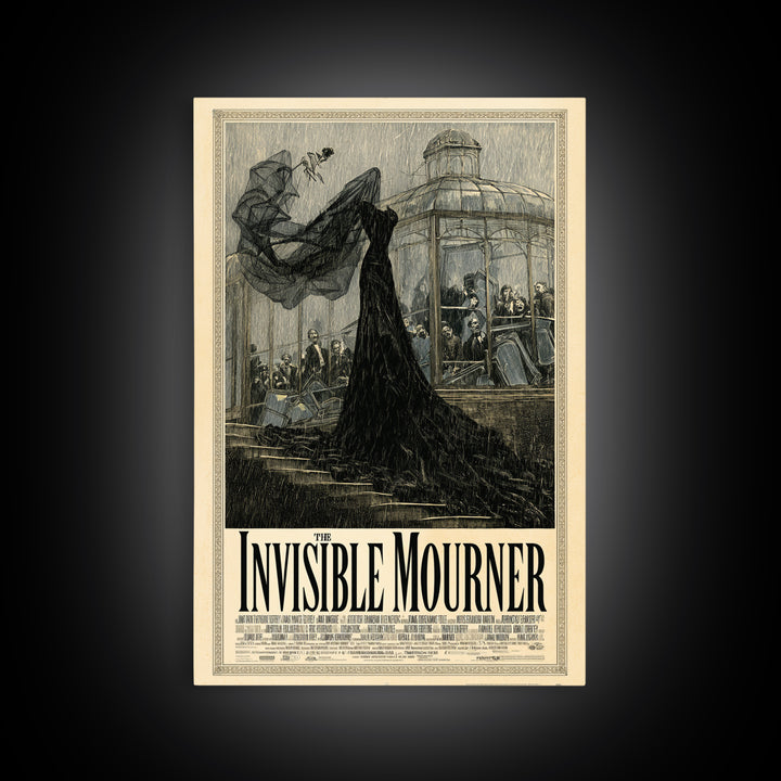 The Invisible Mourner, English Language Horror Movie Poster, Victorian Macabre Art, Cult Horror Poster, Framed Canvas Print