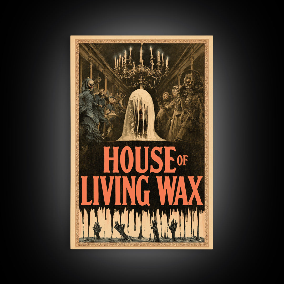 House Of Living Wax, English Language Horror Movie Poster, Grotesque Carnival Art, Cult Horror Poster, Framed Canvas Print