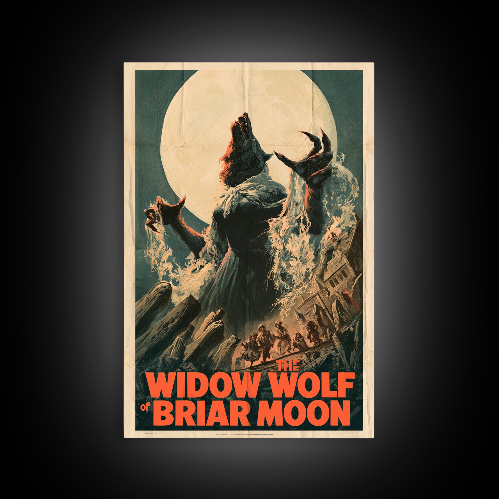 The Widow Wolf Of Briar Moon, English Language Horror Movie Poster, 1970s Horror Art, Retro Horror Movie Art, Framed Canvas Print
