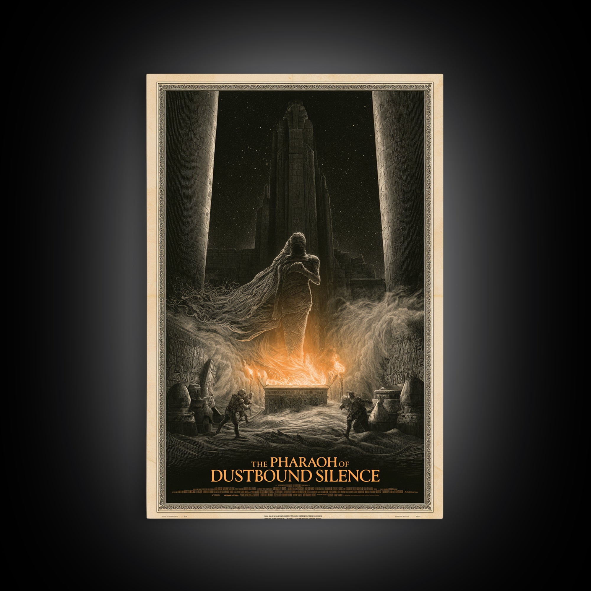 The Pharaoh Of Dustbound Silence, English Language Horror Movie Poster, Gothic Engraving Art, Classic Monster Poster, Horror Wall Decor