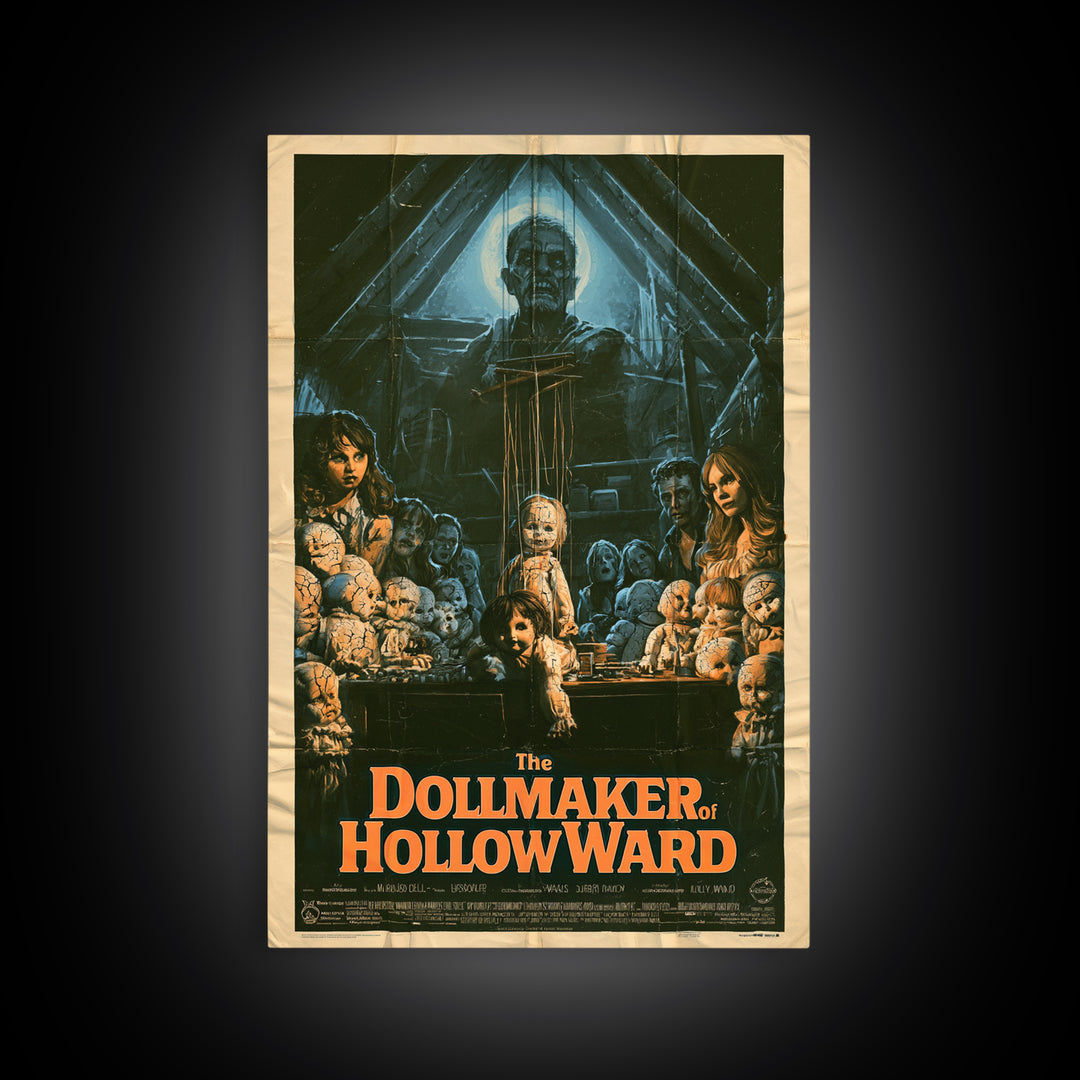 The Dollmaker Of Hollow Ward, English Language Horror Movie Poster, 1970s Horror Art, Retro Horror Movie Art, Canvas Print, Dark Fantasy Art