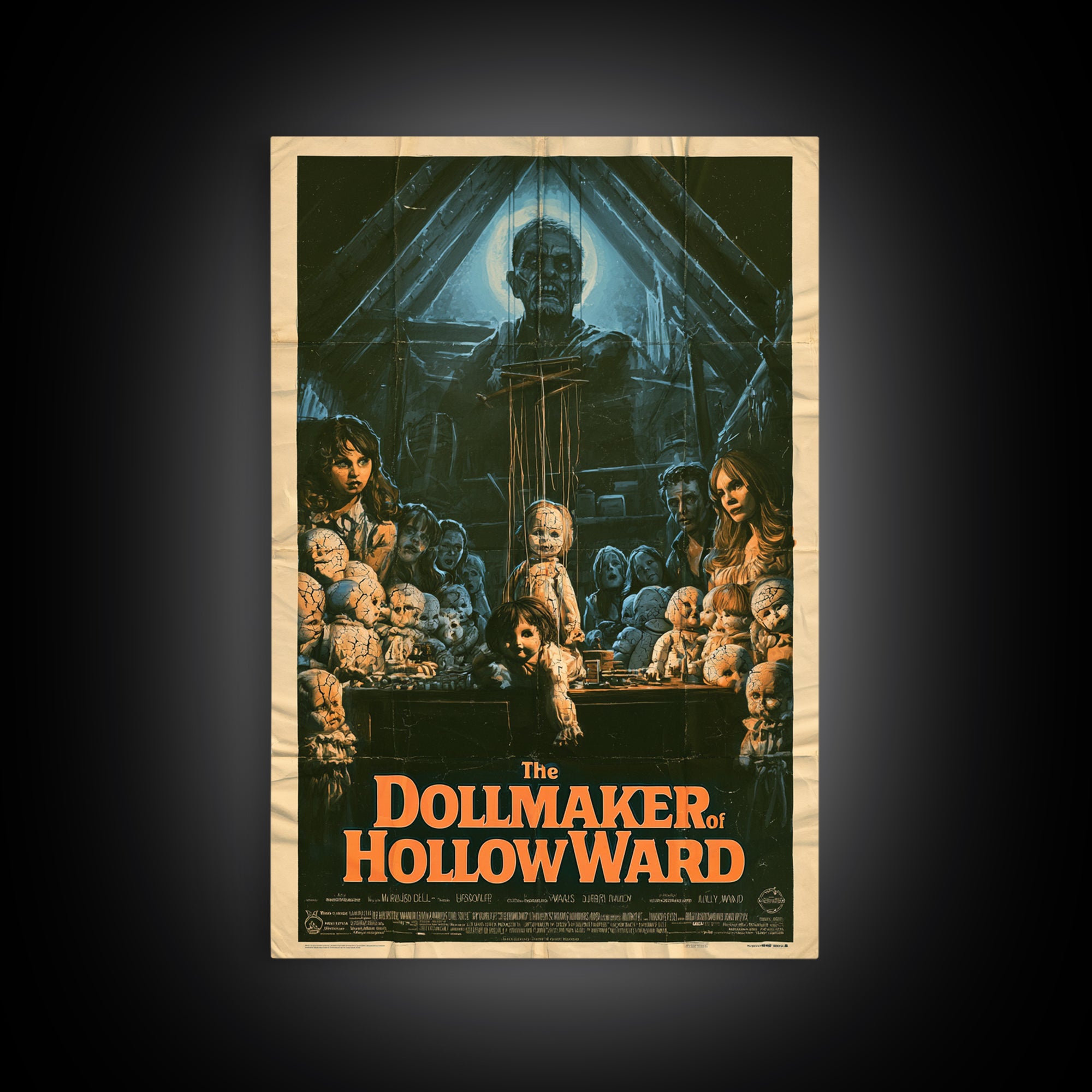 The Dollmaker Of Hollow Ward, English Language Horror Movie Poster, 1970s Horror Art, Retro Horror Movie Art, Canvas Print, Dark Fantasy Art