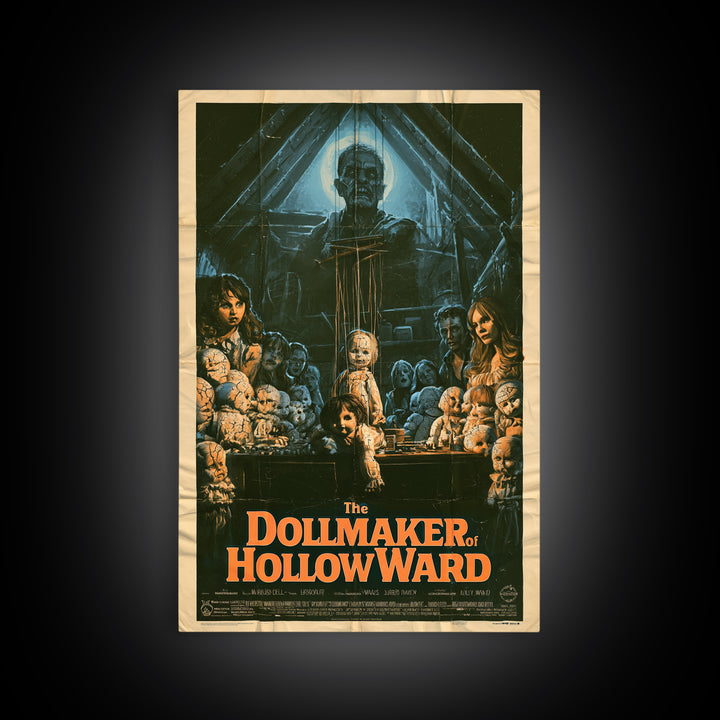 The Dollmaker Of Hollow Ward, English Language Horror Movie Poster, 1970s Horror Art, Retro Horror Movie Art, Canvas Print, Dark Fantasy Art