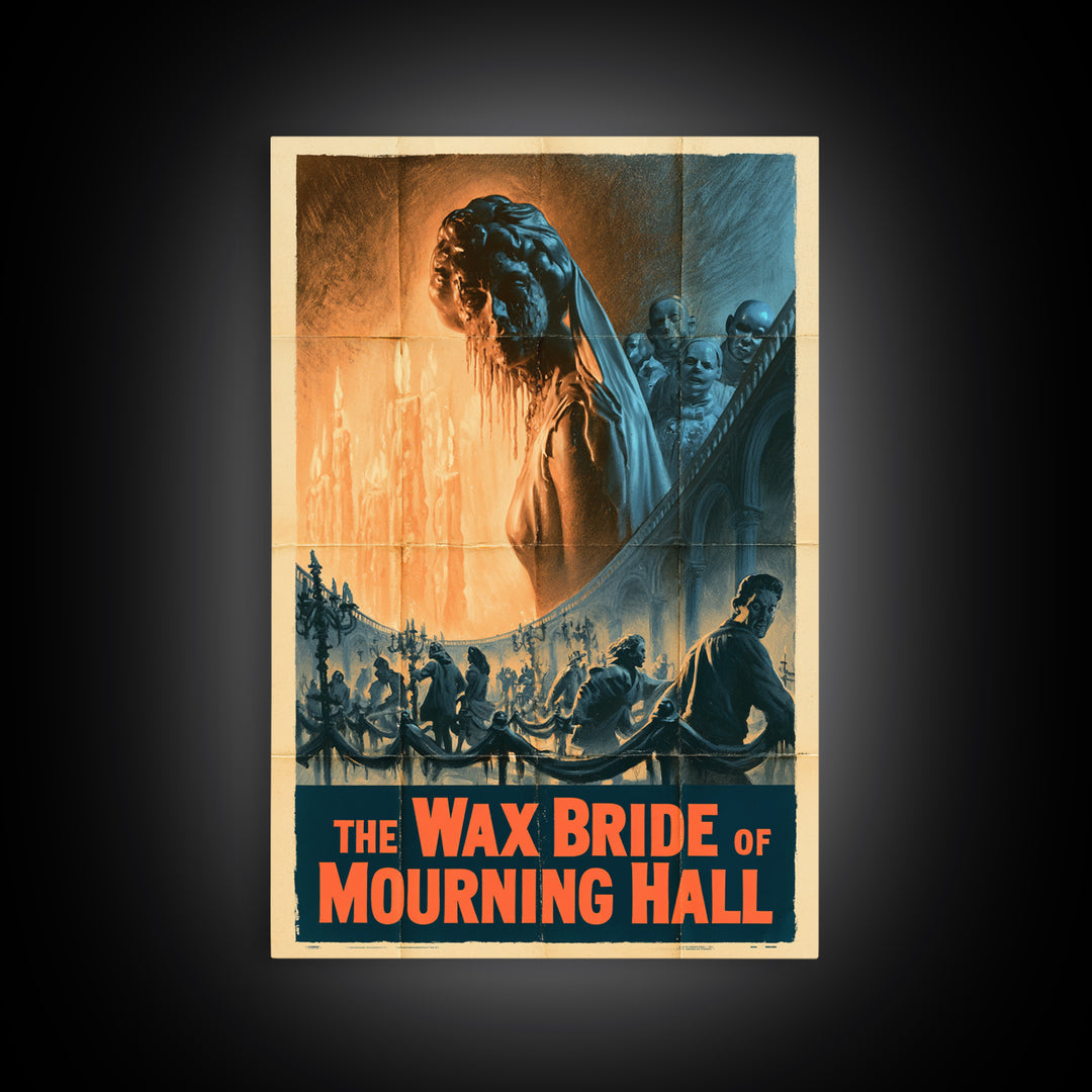 The Wax Bride Of Mourning Hall, English Language Horror Movie Poster, 1950s Horror Art, Classic Monster Poster, Framed Canvas Print