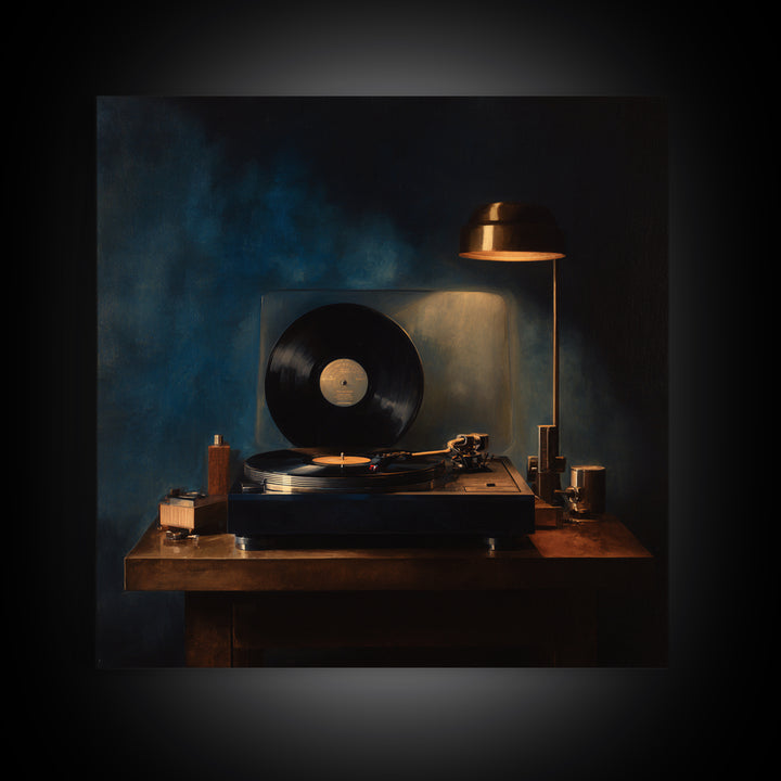 Vinyl Record and Turntable Still Life Canvas Print, Music Studio Art, Modern Wall Art, Studio Decor, Abstract Art, Rhythm, MSA-1x1-3