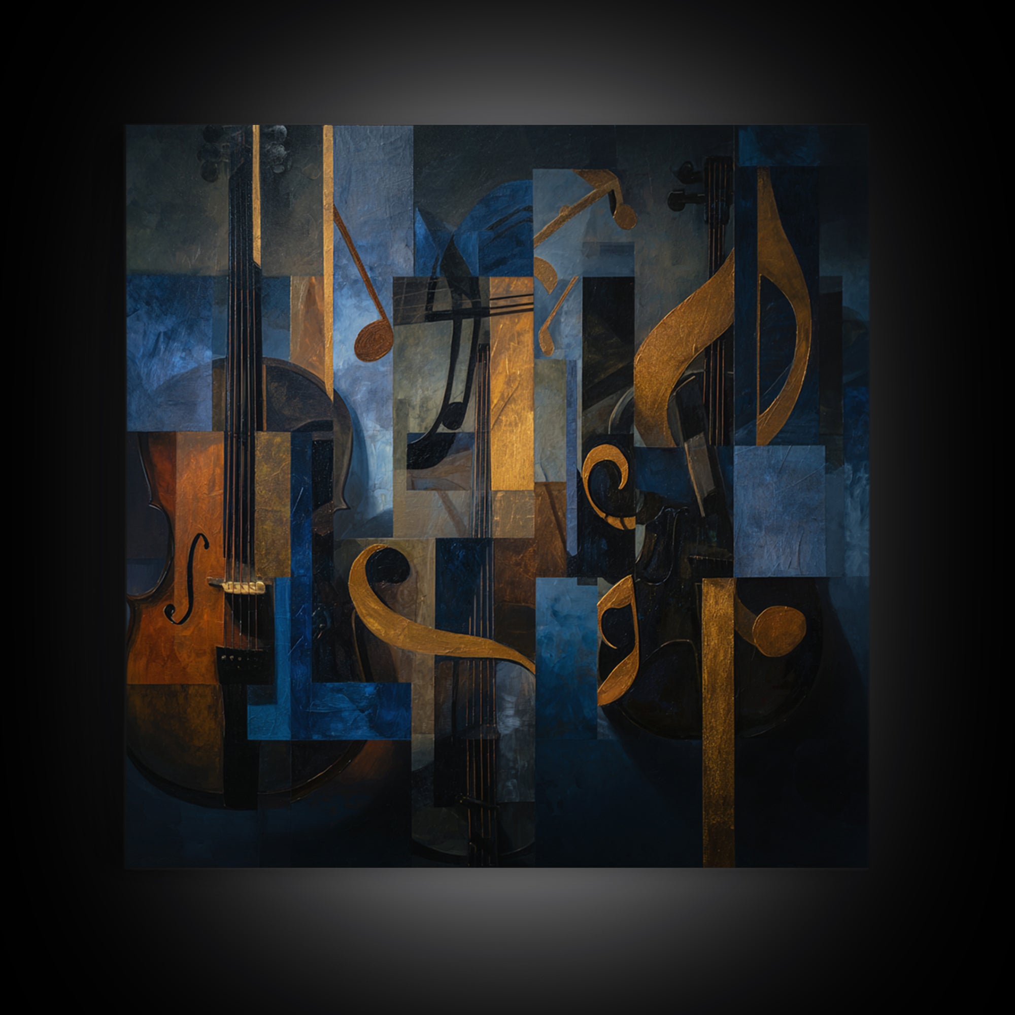 Musical Notes as Abstract Floating Shapes Without Canvas Print, Music Studio Art, Custom Painting, Studio Decor, Abstract Art, MSA-1x1-36