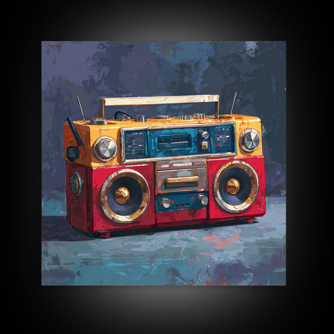 Hip Hop Boombox Framed Canvas Print, Music Studio Art, Gallery Decor, Studio Decor, Fine Art, Rhythm, Contemporary Art, MSA-1x1-41