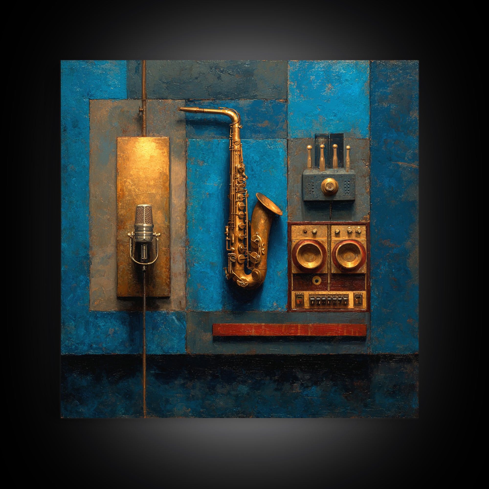 Soundproof Foam Pattern Transformed into Art Canvas Print, Music Studio Art, Commission Painting, Studio Decor, Rhythm, MSA-1x1-43