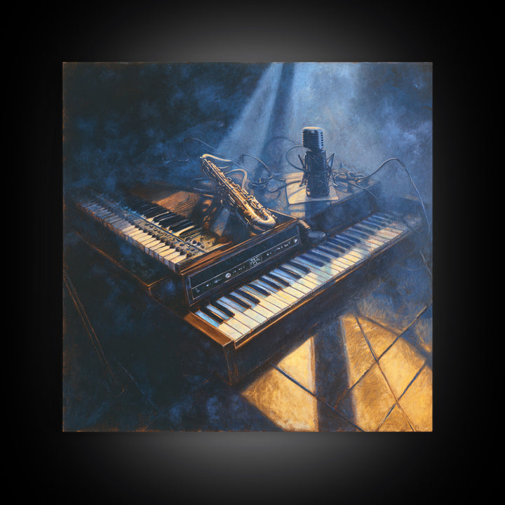 Piano Keys with Hands in Cinematic Shadow Framed Canvas Print, Music Studio Art, Fine Art Print, Studio Decor, Fine Art, Rhythm, MSA-1x1-53