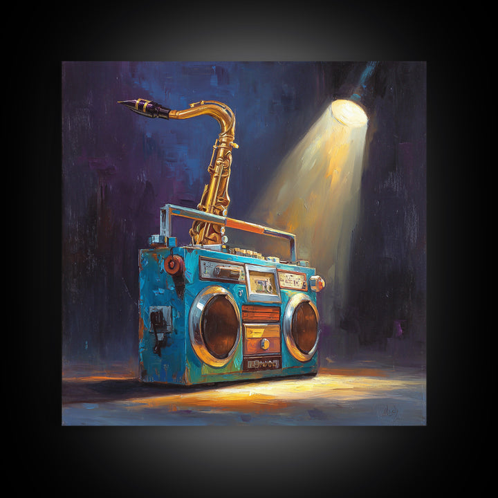 Hip Hop Boombox Framed Canvas Print, Music Studio Art, Gallery Decor, Studio Decor, Fine Art, Rhythm, Contemporary Art, MSA-1x1-65