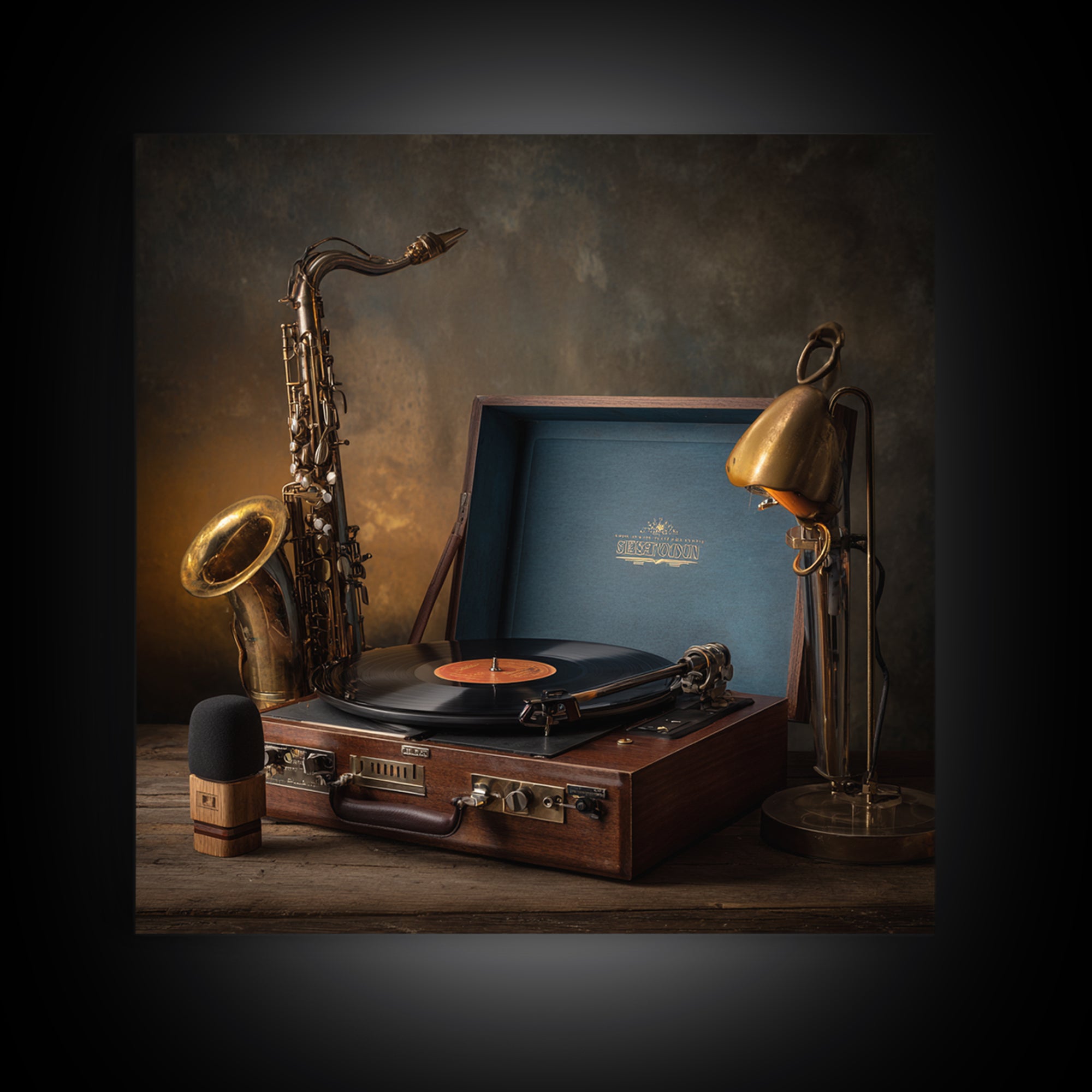 Vinyl Record and Turntable Still Life Canvas Print, Music Studio Art, Modern Decor, Studio Decor, Fine Art, Rhythm, Home Decor, MSA-1x1-75