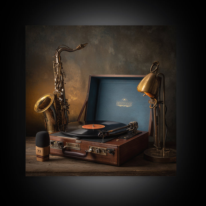 Vinyl Record and Turntable Still Life Canvas Print, Music Studio Art, Modern Decor, Studio Decor, Fine Art, Rhythm, Home Decor, MSA-1x1-75